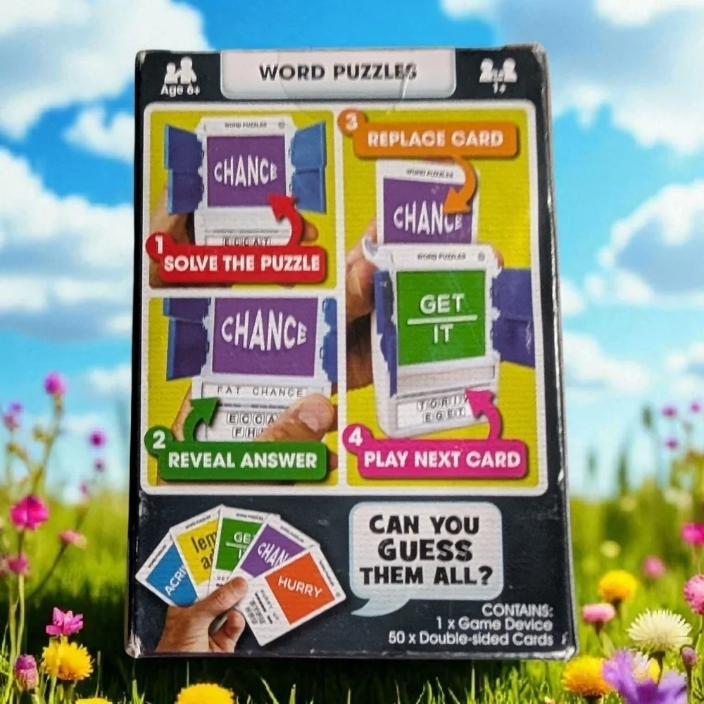 100 PICS Word Puzzles Travel Game - Solve 100 Puzzles Flash Cards with Slide New